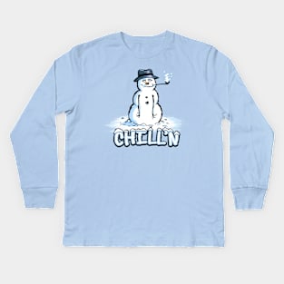 Chill'n Snowman Kids Long Sleeve T-Shirt